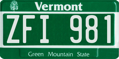 VT license plate ZFI981