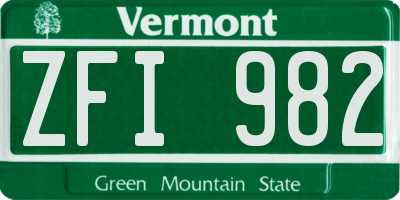 VT license plate ZFI982