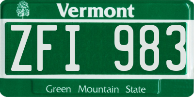 VT license plate ZFI983