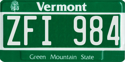 VT license plate ZFI984