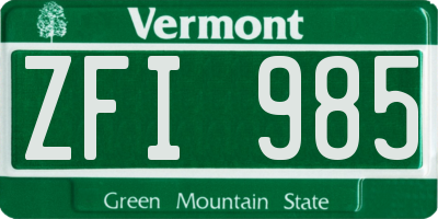 VT license plate ZFI985