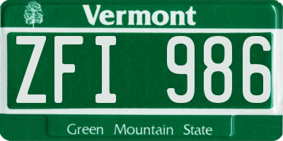 VT license plate ZFI986