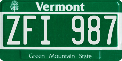 VT license plate ZFI987