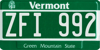 VT license plate ZFI992