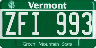 VT license plate ZFI993