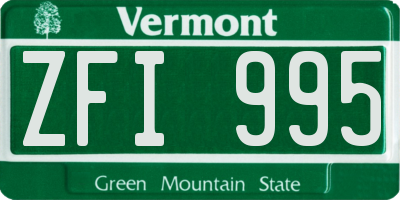 VT license plate ZFI995