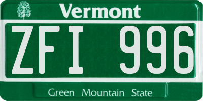 VT license plate ZFI996