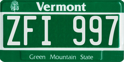 VT license plate ZFI997