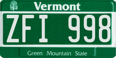 VT license plate ZFI998