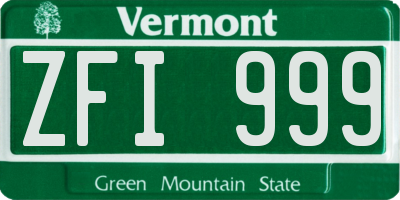 VT license plate ZFI999