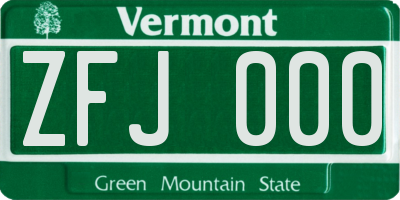 VT license plate ZFJ000
