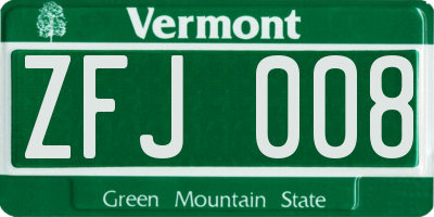 VT license plate ZFJ008