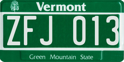 VT license plate ZFJ013