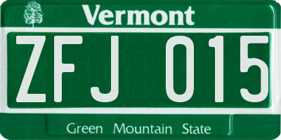 VT license plate ZFJ015