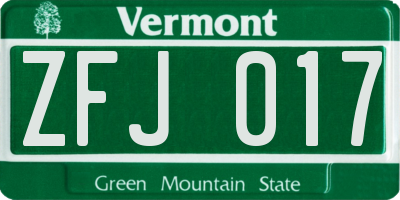 VT license plate ZFJ017