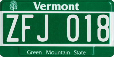 VT license plate ZFJ018
