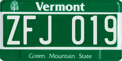 VT license plate ZFJ019