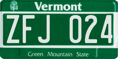 VT license plate ZFJ024