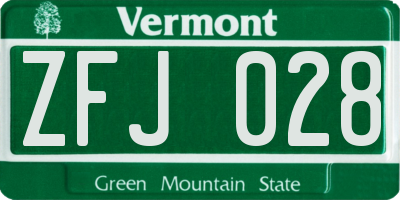 VT license plate ZFJ028