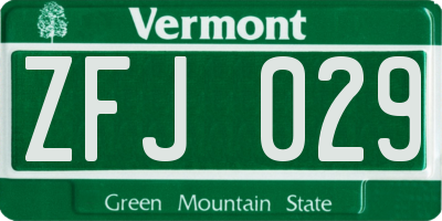 VT license plate ZFJ029