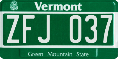 VT license plate ZFJ037