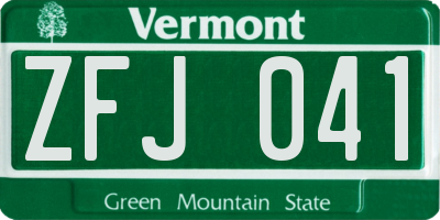 VT license plate ZFJ041