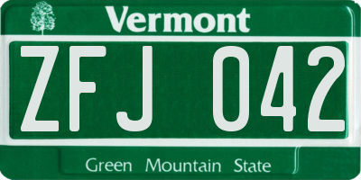 VT license plate ZFJ042
