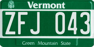 VT license plate ZFJ043