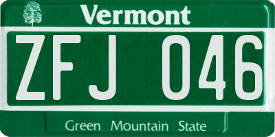 VT license plate ZFJ046
