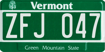 VT license plate ZFJ047