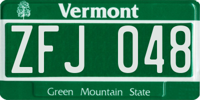 VT license plate ZFJ048