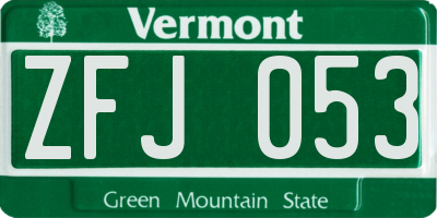 VT license plate ZFJ053