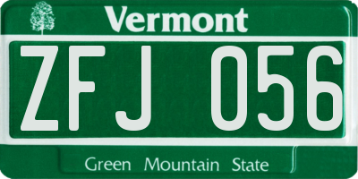 VT license plate ZFJ056