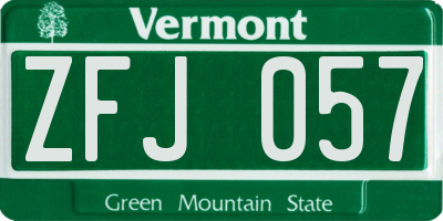 VT license plate ZFJ057