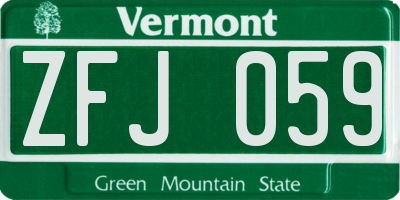 VT license plate ZFJ059
