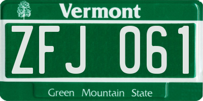 VT license plate ZFJ061