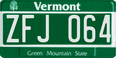VT license plate ZFJ064