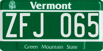 VT license plate ZFJ065