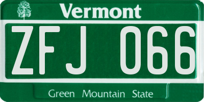 VT license plate ZFJ066