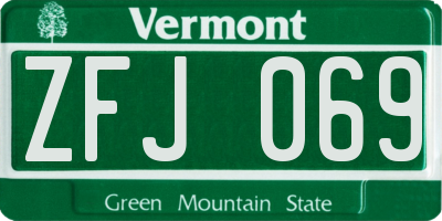 VT license plate ZFJ069