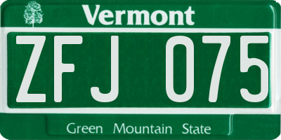 VT license plate ZFJ075