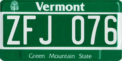 VT license plate ZFJ076