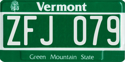 VT license plate ZFJ079