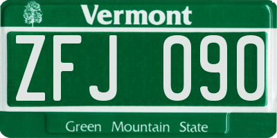 VT license plate ZFJ090