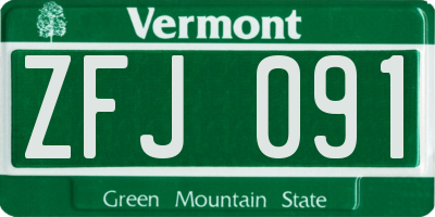 VT license plate ZFJ091