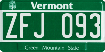 VT license plate ZFJ093