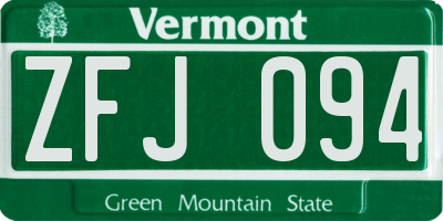 VT license plate ZFJ094