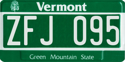 VT license plate ZFJ095