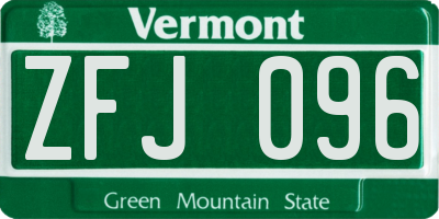 VT license plate ZFJ096