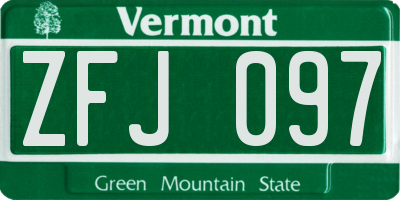 VT license plate ZFJ097
